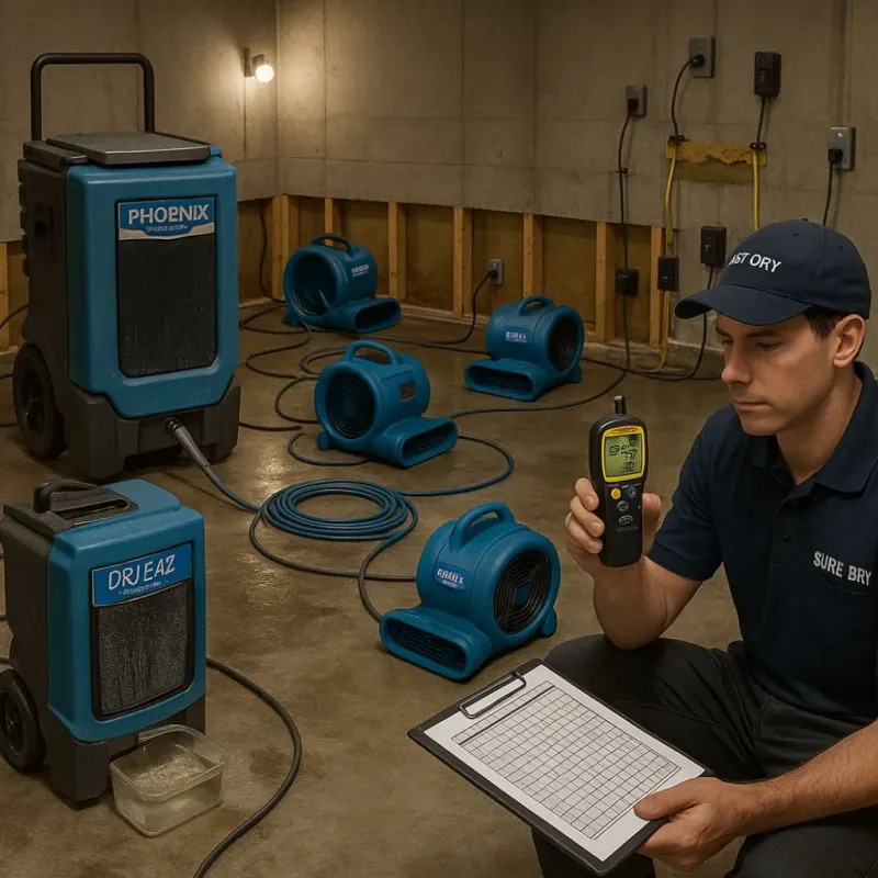 Structural Drying and Dehumidification process in South Oroville, CA